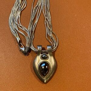 Sterling silver black onyx necklace multi chain spirit artisan handcrafted